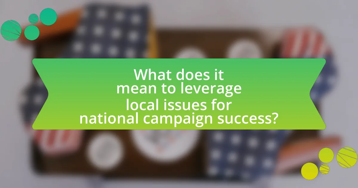 What does it mean to leverage local issues for national campaign success?
